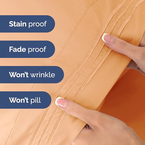 Image of Twin Size 3 Piece Sheet Set - Ultra Soft & Cooling Sheets - Peach