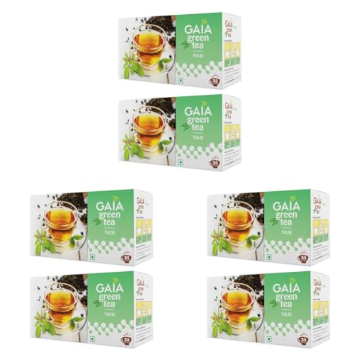 Image of GAIA Tulsi Green Tea 25 Tea Bags|Antioxidants|Build Immunity|Fight Infections|Improving Metabolism|Detoxifying The Body|Regular Consumption Supports Weight Loss (220 Gram, Pack Of-2) (Pack of 3)