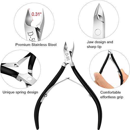 4 Packs Cuticle Nipper, Premium Stainless Steel Cuticle Trimmer for Manicure & Pedicure at Home/Spa/Salon [Black] - Thumbnail 3