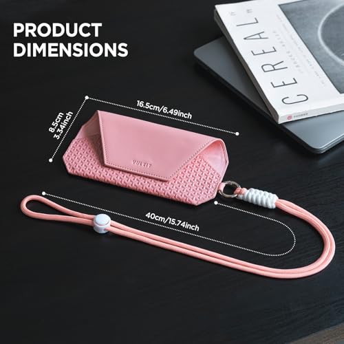 Image of VULKIT Portable Eye Glasses Case for Women & Men, Slim Sunglass Case, Unisex Eyeglass Case, with Adjustable Neck Lanyard