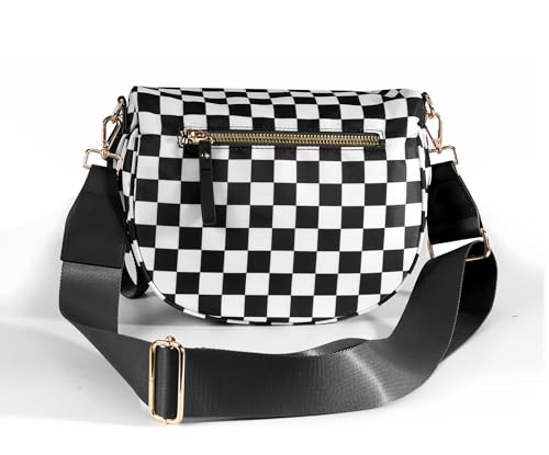 Image of FEIBOON Spacious Checkered Nylon Crossbody Bag Bum Bag Handbags Wallets for Women