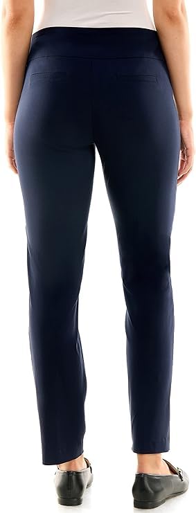 Zac & Rachel Women's Millennium Fabric Pull-On Slim Leg Pant, Navy Blazer, 6S3