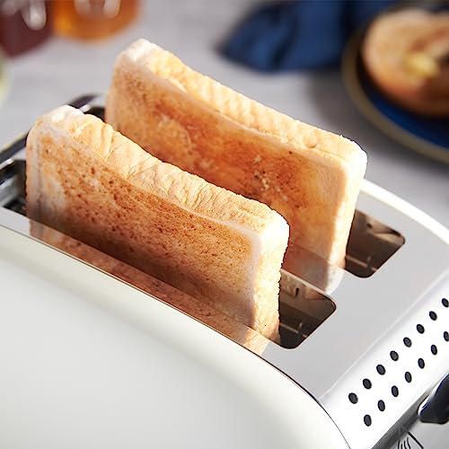 Russell Hobbs 2 Slice Lift & Look Toaster (Longer slots, 6 Browning levels, Defrost/Reheat/Cancel function, Removable Crumb Tray, 1670W, Cream & Stainless Steel Gloss finish) 26551 - Image 4