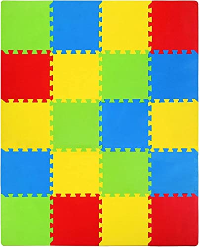 SKILEC Alfombra Puzzle para Niños Alfombra Puzzle Bebe Suelo Acolchada 20 Piezas (30 x 30 x 1cm) de Colores en Espuma EVA Alfombra Gateo Bebe Manta Gimnasio Juegos Bebes (20 Piezas)