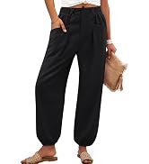 ANRABESS Womens Summer Pants Cropped Elastic Waist Harem Barrel Lounge Casual Work Slacks Beach V...