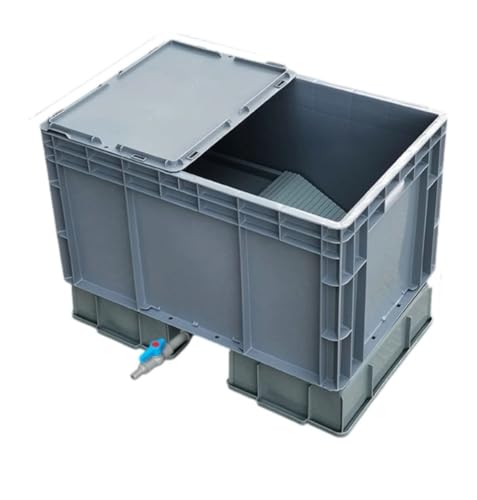 HeartTrend 亀飼育タンク 大型プラスチックタンク 大型亀飼育ボックス 亀飼育ケージ 底排水 ペットケージ 爬虫類 両生類 丈夫で耐久性あり 四季通用 ユニバーサル お気に入りの組み合わせ 休憩 毎日使用 (60*40*34cm,グレー)