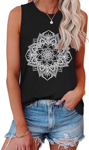 Image of Womens Tank Tops Summer Casual Sleeveless Top Loose Fit Basic Tunic Shirts