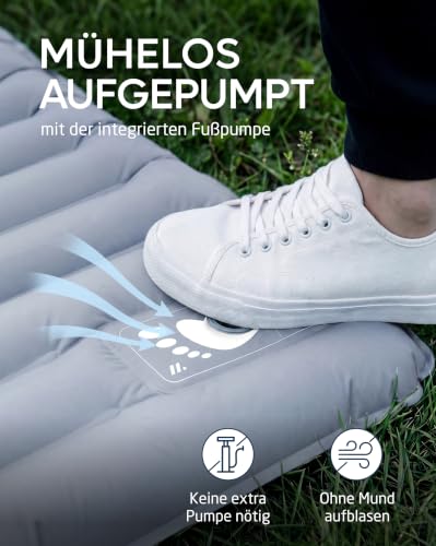 NORDMUT® Isomatte Schnellaufblasend mit integrierter Fußpumpe 10 cm - Isomatte Camping mit kleinem Packmaß - Outdoor Matratze für müheloses… – Ansicht 5