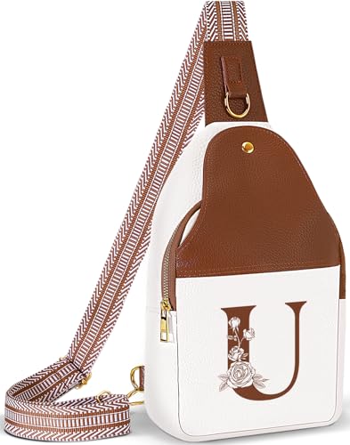 Image of Lizznoe Personalized Crossbody Bag for Women Leather Sling Bags with Initial Letter Chest Bag for Travel, Gift for Mom Wife