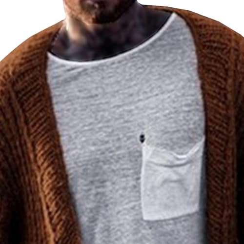 Mens Ribbed Edge Long Cardigan Long Length Drape Casual Overcoat V Neck Casual Knited Sweater2