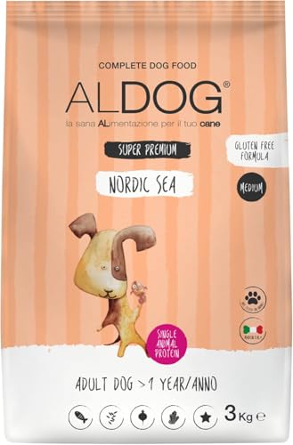Pienso monoproteico para perros, alimento para perros adultos de todas las tallas y razas, N. ALDOG NORDIC SEA Salmón Croquetas Mini, 1 paquete de 3 kg, 1 x 3 kg.