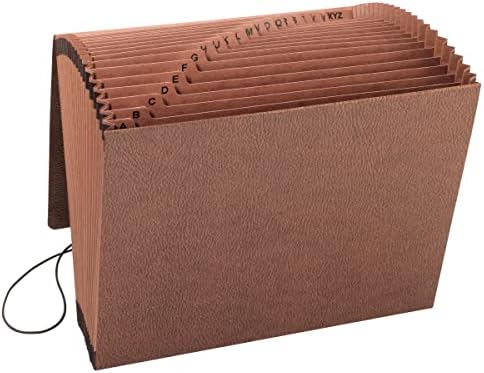 Smead TUFF Expanding File 21 Pockets, Alphabetic (A-Z), Flap and Cord Closure, Letter Size, Redrope (70318)