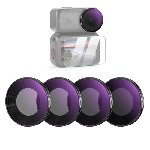 NEEWER ND Filter Set Kompatibel mit DJI Osmo Nano (ND8/16/32/64) 4er Pack aufschraubbarer Graufilter für Action Cam Objektive mehrfach beschichtetes optisches Glas Foto Zubehör mit Displayschutz