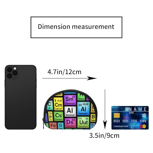 Portable Coin Purse Periodic Table Pattern Mini Zippered Money Pouch Card Holder2
