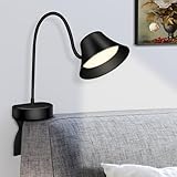 TonyEst Headboard Reading Light - No Drill Installation Book Light for Bed, 3-Color Temp & 5 Dimmable Levels, 95+ CRI Natural Light with Flexible Gooseneck, Wall-Safe Bedside Lamp for Night Reading