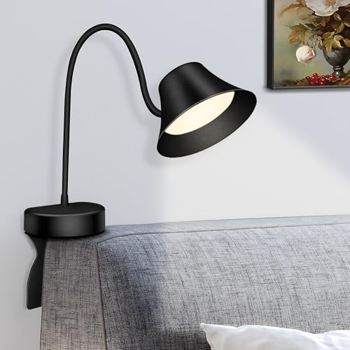 TonyEst Headboard Reading Light - No Drill Installation Book Light for Bed, 3-Color Temp & 5 Dimmable Levels, 95+ CRI Natural Light with Flexible Gooseneck, Wall-Safe Bedside Lamp for Night Reading
