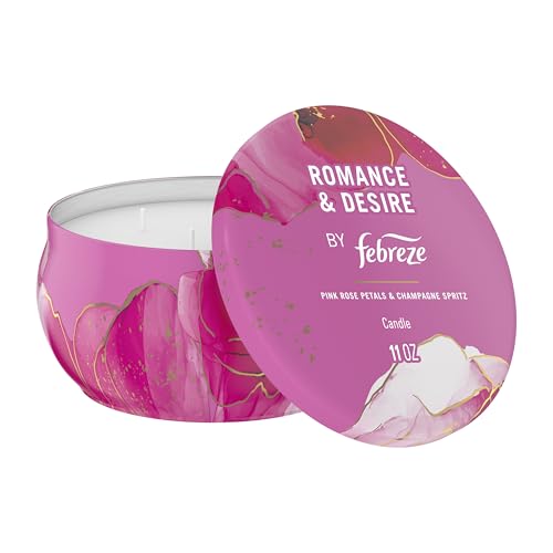 Febreze Scented Candle, Romance & Desire Scent, 11 oz 4 Wick Candle, Single Pack