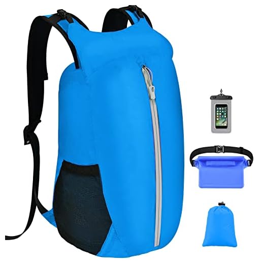 Waterproof Floating Dry Bag Backpack: 20L Lightweight Kayak Drybag - Packable Storage Backpacking Set for Hiking Fishing Sports Beach Travel Camping Blue