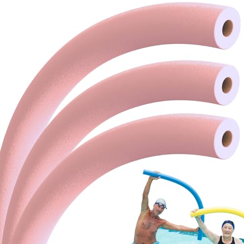 Churro de piscina, Churro natación, Fideos Acuaticos, Fideo espuma para nadar, Flexible apto para niños y adultos, Flotadores para piscina, 6 cm diámetro x 150 cm largo, Rosa, 3 unidades