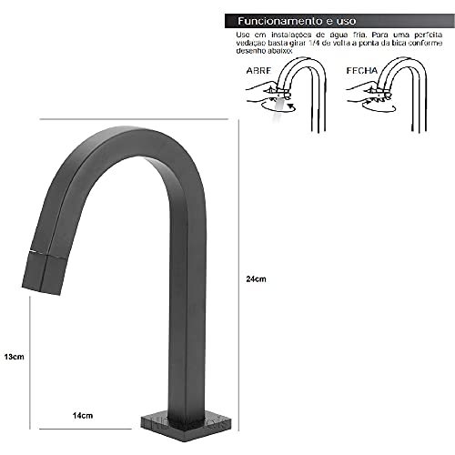 Torneira Banheiro Lav. Quadrada Preto Black Pratica Clean