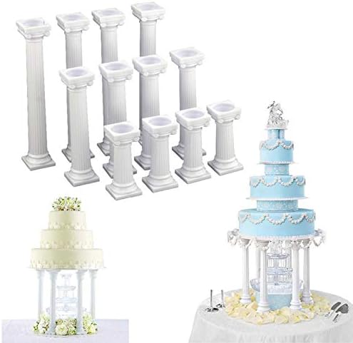12Pcs 3 Size Roman Column Cake Tiered Stands, Fondant Cakes Tier Separator Support Stand, Multilayer Wedding Cake Decoration Support Tool Sets