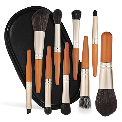 PATKAW 9 Piezas Brocha De Maquillaje Soporte Para Brochas De Maquillaje Pinceles Para Maquillaje Bolsa De Cosméticos De Viaje Ocultador Cepillos Cosméticos Suaves Máscara Mango De Madera
