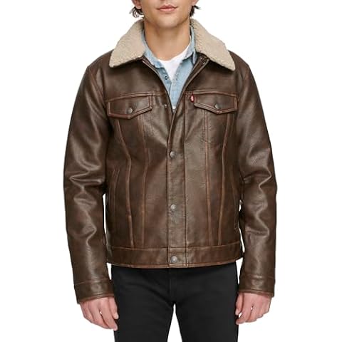 Levi's Faux Leather Trucker Jacket with Sherpa Collar Cover