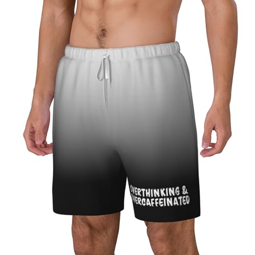 Overthinking & Overcaffeinated Swimming Shorts Compression Liner Swim Trunks Swimwear Bathing Suits,2
