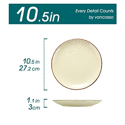 Vancasso Navia Nature Dinner Plate Set Of 4, Stoneware Vintage Look Cream Dinnerware Tableware, 10.5 Inch Snack/Salad/Fruit/Side Plate #TOP1