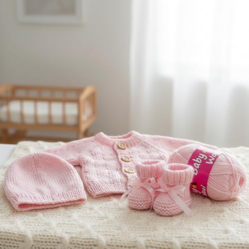 Image of M.G ENTERPRISE 100% Acrylic Wool Pink 10 Pc Baby Wool 4 ply -VB Art-HA