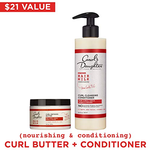 Carol’s Daughter Hair Milk Sulfate And Paraben Free Curl Cleansing Conditioner And Curl Defining Butter Gift Set - Made With Agave Nectar And Shea Butter – Best For 2B To 4A Curl Types #TOP1