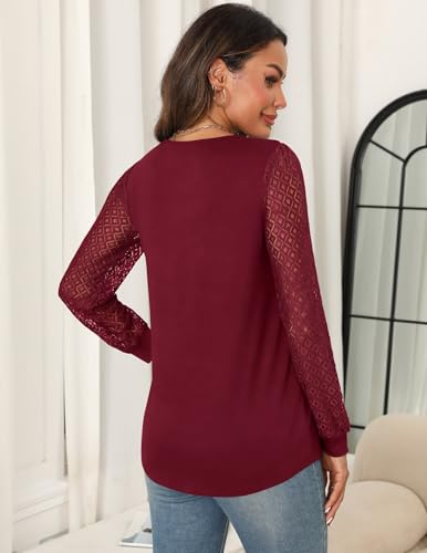 Womens Lace Long Sleeve Shirts Dressy Causal Work Blouses Flowy Tunic Tops Summer Trendy Business Outfits4