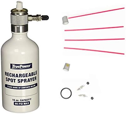 TruePower Reusable Refillable Multipurpose Aerosol Compressed Air Spray Bottle for Cleaning and Lubrication - Nozzles, Tubes, Valve Replacements, 16 oz