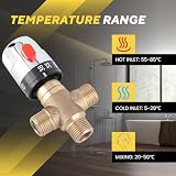 Rankomu Brass Thermostatic Mixing Valve Water Temperature Pipe Basin Thermostat Control
