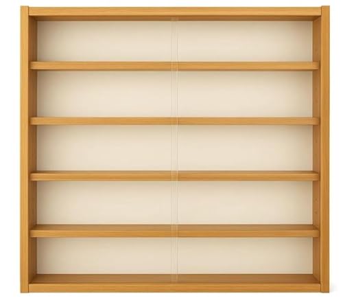 WATSONS Reveal Wall Display Cabinet – 4 Glass Shelves, Oak Finish