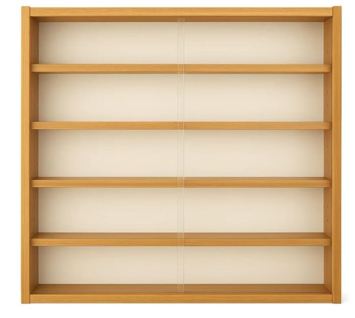 Reveal Wall Display Cabinet – 4 Glass Shelves, Oak Finish