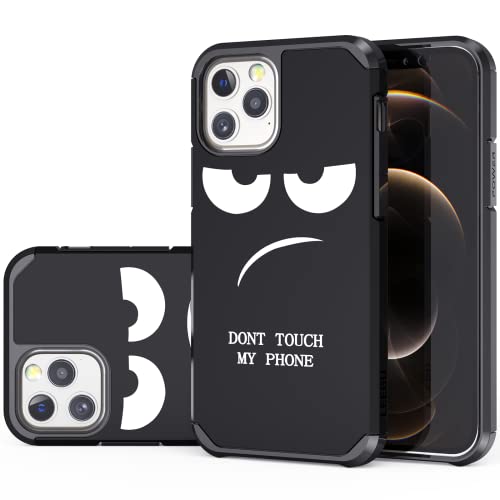 LEEGU for iPhone 12/12 Pro Case, Cute [Don't Touch My Phone] Shockproof Dual Layer Heavy Duty Protective Silicone Plastic Cover for Girls Women Boys Men Phone Case (iPhone 12 / iPhone 12 Pro 6.1-inch)