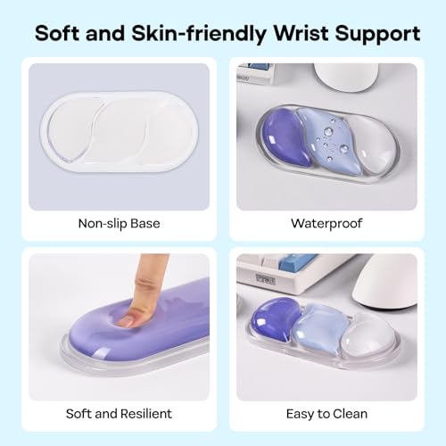 Image of EPOMAKER CloudGel Wrist Rest for Keyboard and Mouse, 2 Pieces | Silicone Wrist Support, Anti-Slip Rubber Bottom, Ergonomic Design, Suitable for Office /Computer /Laptop /Gaming (Blue)