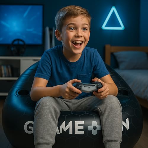 Venom Inflatable Gaming Chair with Cup Holders – Bean Bag Style Blow Up Seat for Kids & Teens, Supports Up to 75 kg