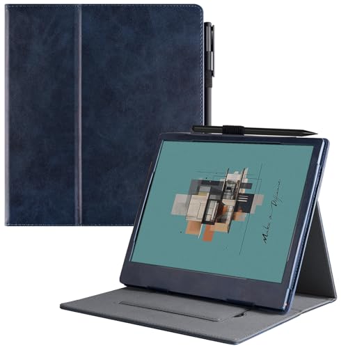 BOZHUORUI Case for Boox Note Air 5 C PU Leather Protective Cover Dark Blue