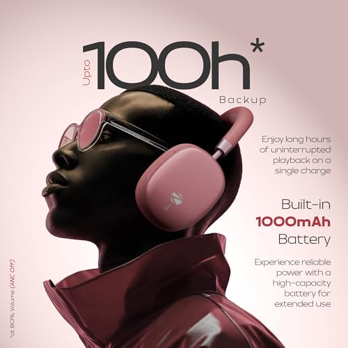 Image of Zebronics Silencio 200T Wireless Headphones, Hybrid ANC 48dB, Upto 100Hrs Playback, 40mm Drivers, Dual Mic ENC, BT v6.0, Gaming Mode, Dual Pairing, Touch Controls, App Support, AUX, Maroon