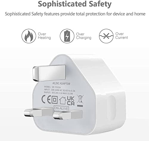 DN-Alive Nokia G60 / X30 / G400 / G11 Plus / G11 / G21 / G10 / G20 / G50 Charger, Dual USB Port Charging USB C Charger Cable Portable Power Adapter Charger Triangle Mains Wall Plug Type C USB Charger