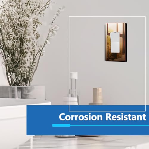 Image of LIDER Decorator Metal Wall Plate, Temperature and Impact Resistant, Screwless Cover, Modern Decoration Upgrade, Mid-Size 1-Gang 4.88 inch x 3.11 inch, UL Listed, Stainless Steel, Polished Rose Gold, 1-Pack