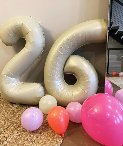 Image of Cream 6 Balloon, Number Balloons 40 Inch, 6th Balloons for Birthday Decorations, Cream White Party Supplies 6 Birthday Balloon, Number 6 Balloon