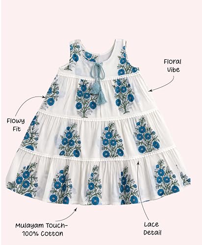 Image of The Magic Wand Kids Girls Casual Dresses, Knee Length Singlet Strap Fit & Flared Cotton Once Piece Stylish Frocks fo rBeach Summer Season Vacation
