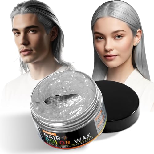 Argenté Coloration Temporaire Cheveux Naturelle Cire Colorante Cheveux Pour Cosplay, Bals De Maquillage Et Fêtes Festives– Un Baume Coiffant Facile à Laver Pour Des Résultats Immédiats