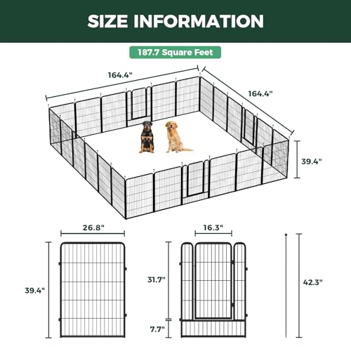 Image of FXW Rollick Unleashed Dog Playpen for Indoor, Yard, RV Camping, 40 inch 24 Panels for Medium and Large Dogs, Black│Patented