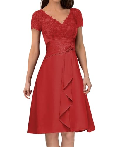 ISABUFEI Mother of The Bride Dresses for Wedding Short Sleeve Lace Chiffon Appliques Formal Dress Mother of The Groom Dresses