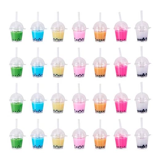 Airssory 30 stycken öppna akrylflaska stora hängen konstgjorda sugrör bubbelte pärla milky boba te berlocker för nyckelring hårsmycken smycken hantverk