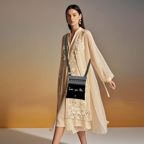 Love You Sis Print Crossbody Bag Unique Birthday Gift for Best Friend Sisters Teens Christmas Thanksgiving Gift for Women Travel Messenger Bag Adjustable Shoulder Strap (Black)4